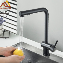 Black Kitchen Tap Pull Out Kitchen Mixer With 2-way Spray 360 Rotation Swivel Water Crane For Kitchen Stainless Steel Taps