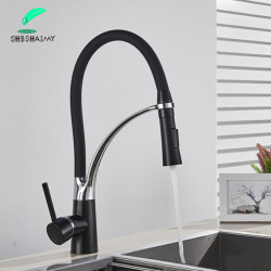 Kitchen Sink Tap Pull Down Rotating Black Sink Tap Hot And Cold Water Mixer Brass Tap Tap Deck Mounted Mixer Taps