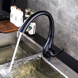 Kitchen Tap Silver Single Handle Pull Out Kitchen Tap Mixer Single Handle 360 Rotation Black Sink Mixer Tap BR-8820