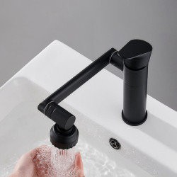 Tap Bathroom Basin Tap Sink Mixer Black Golden Single Handle Washbasin Rotary Water Saving Hot And Cold Stainless Steel Showe