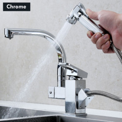 Pull-Out Kitchen Sink Tap Booster Sprayer Multifunction Hot And Cold Mixer Tap Midnight Black Two Mode Water Outlet