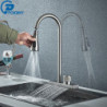 Waterfall Grey Sink Kitchen Tap Hot Cold Mixer Tap Wash Basin Tap Multiple Water Outlets Rotation Rain Tap Single Hole