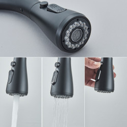 Waterfall Grey Sink Kitchen Tap Hot Cold Mixer Tap Wash Basin Tap Multiple Water Outlets Rotation Rain Tap Single Hole