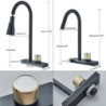 Waterfall Grey Sink Kitchen Tap Hot Cold Mixer Tap Wash Basin Tap Multiple Water Outlets Rotation Rain Tap Single Hole