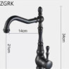 Brass Black Tap Kitchen Bathroom Cold and Hot Mixed Water Washbasin Tap 360 ° Rotating Kitchen Sink Tap Vintage