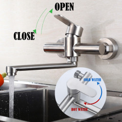 Stainless Steel Kitchen Taps Hot And Cold Wall Mounted Tap Mixer Extendable Sink Cranes Gourmet Rotary Single Lever Balcony