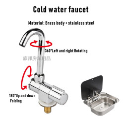 Caravan Tap 180 Degree Folding 360 Rotating Sink Tap Mobile Kitchen Bathroom RV Marine Boat Motorhome Camper Van Brass Body