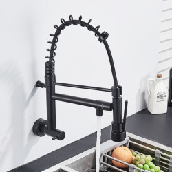 Rozin Matte Black Pull Down Kitchen Tap Single Cold Water Dual Spouts Kitchen Tap 4 Colors Wall Mounted ABS Nozzle Crane