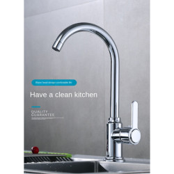 Kitchen Tap Any Direction Rotating Cold and Hot Water Mixer Tap Deck Installation Kitchen Basin Mixing Tap Silvery