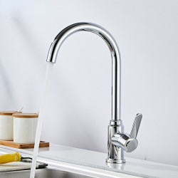 Kitchen Tap Any Direction Rotating Cold and Hot Water Mixer Tap Deck Installation Kitchen Basin Mixing Tap Silvery