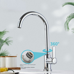 Kitchen Tap Any Direction Rotating Cold and Hot Water Mixer Tap Deck Installation Kitchen Basin Mixing Tap Silvery