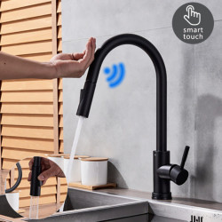 Kitchen Tap Pull Out Brushed Sensor Stainless Steel Black Smart Induction Mixed Tap Touch Control Sink Tap