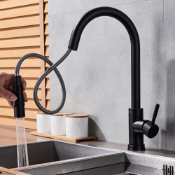 Kitchen Tap Pull Out Brushed Sensor Stainless Steel Black Smart Induction Mixed Tap Touch Control Sink Tap