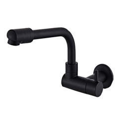 360 Degree Rotating Black Wall Mounted Single Cold Water Mixer Solid Brass Kitchen Sink Basin Tap Mop Pool Water Taps