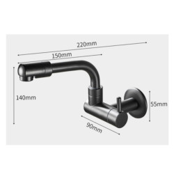 360 Degree Rotating Black Wall Mounted Single Cold Water Mixer Solid Brass Kitchen Sink Basin Tap Mop Pool Water Taps