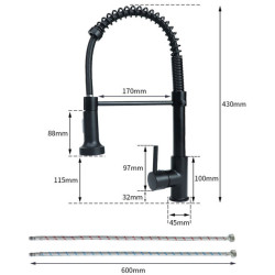 Top 360 Rotation Spring Black Kitchen Tap Pullout Hot Cold Water Single Handle Sink Home Spray Nozzle Mixer Deck Mounted Taps