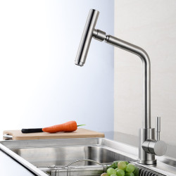 High Quality 304 Stainless Steel Rotary Kitchen Tap Hot And Cold Lead Free Drawing Wash Basin Sink 360 Swivel Mixer