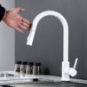 White Sensor Pull Down Kitchen Taps Hot and Cold Touch Stainless Steel Kitchen Taps Mixer Home Sensor Touch Kitchen Taps