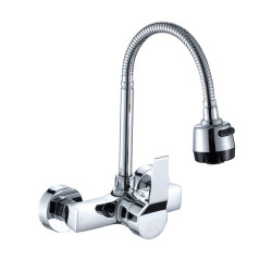 1PC Brass Chrome In-Wall Kitchen Tap Vegetable Basin Sink Balcony Laundry Pool Mop Pool Cold and Hot Water Mixed Tap