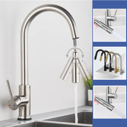 Stainless Steel Pull Out Kitchen Tap Hot and Cold Mix Water Tap Kitchen Tap Stream Deck Kitchen Sink Water Tap