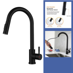 Stainless Steel Pull Out Kitchen Tap Hot and Cold Mix Water Tap Kitchen Tap Stream Deck Kitchen Sink Water Tap