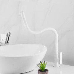 White Single Cold 360-Degree Rotating Kitchen Tap Washbasin Rotating Balcony Washbasin Tap Home Simple And Practical