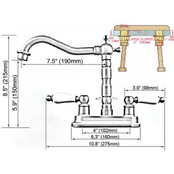 Antique Brass 2 Hole Swivel Spout Kitchen Sink Tap Vintage Retro Bathroom Basin Cold and Hot Water Mixer Taps Dnfa6