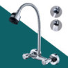 Wall Mounted Kitchen Tap Brass Chrome Spray Sink Tap Dual Handle Double Hole Cold And Hot Water Mixer Tap Washbasin Taps