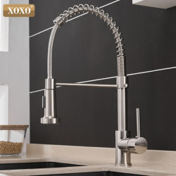 Kitchen Tap Pull Out Cold and Hot Brushed Nickel Rotate Swivel 2-Function Water Outlet Mixer Tap 1343A-S