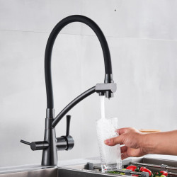 Kitchen Pure Tap Pure Water Filter Tap 360 Degree Rotation Dual Handles Purification Kitchen Hot and Cold Tap