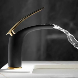 Bathroom Taps Black Brass Open Waterfall Basin Tap Single Handle Cold Hot Water High/Low Sink Crane Mixer Taps