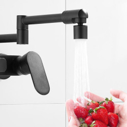 Matte Black Wall Mounted Kitchen Tap with Bidet Pull Down Kitchen Taps 360 Rotation Dual Function Sprayer Cold Hot Water