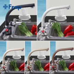 Frap Multicolor Spray painting Kitchen sink Tap Cold and Hot Water Mixer Tap Kitchen Tap Double Handle 360 Rotation F5408