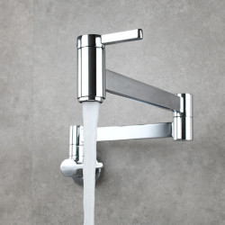 Wall Mount Cold Water Kitchen Tap Folding Arm Bathroom Tap Pot Filler Basin Spout Modern Brass Sink Double Switch