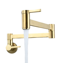 Wall Mount Cold Water Kitchen Tap Folding Arm Bathroom Tap Pot Filler Basin Spout Modern Brass Sink Double Switch