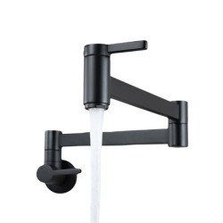 Wall Mount Cold Water Kitchen Tap Folding Arm Bathroom Tap Pot Filler Basin Spout Modern Brass Sink Double Switch