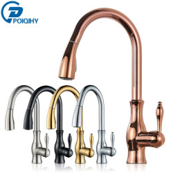 POIQIHY Bronze Black Kitchen Tap Pull Out Kitchen Sink Mixer Tap Bathroom Cold Hot Mixer Tap Crane For Kitchen 360 Rotation