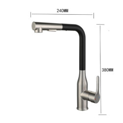 Kitchen Mixer Sink Tap Stainless Steel Material Black / Grey Color Cold & Hot Water Pull Out Hosing Single Handle