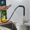 Kitchen Mixer Sink Tap Stainless Steel Material Black / Grey Color Cold & Hot Water Pull Out Hosing Single Handle