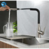 Kitchen Mixer Sink Tap Stainless Steel Material Black / Grey Color Cold & Hot Water Pull Out Hosing Single Handle