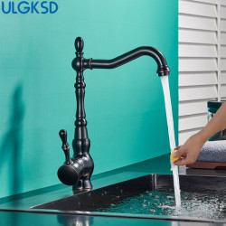 Classical Kitchen Tap Deck Mount ORB Black Sink Mixer Tap Hot & cold Crane Sing Hole 360° Rotate Tap Basin Water Tap