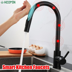 Smart Kitchen Taps Pull Out Spout Sink Mixer Taps Crane For Sensor Rotate Touch Induction Tap Hot Cold Water Tap