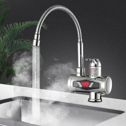 3000W Electric Kitchen Water Heater Tap Tap Instant Hot Water Cold Heating Tap Tankless Water with LED Digital Display