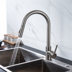 Black Kitchen Tap Taps Single Hole Pull Out Spout Kitchen Sink Mixer Tap Stream Sprayer Head Chrome Mixer Ta