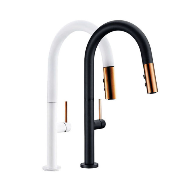 Black Kitchen Tap Single Hole Pull Out Spout Kitchen Sink Mixer Tap Stream Sprayer Head Chrome/Black Mixer Tap