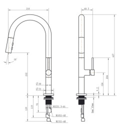 Black Kitchen Tap Single Hole Pull Out Spout Kitchen Sink Mixer Tap Stream Sprayer Head Chrome/Black Mixer Tap