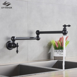 Black Rotated Kitchen Sink Cold Water Tap Tap Solid Brass Basin Sink Swivel Taps Wall Mounted Pot Filler Tap
