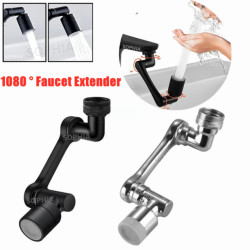 Black Universal 1080° Rotation Tap Extender Plastic Dual Mode Sprayer Head Bubbler for Kitchen Robot Arm Tap Arejador