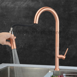 Pull Out Kitchen Tap Brushed Gold Black Sink Mixer Tap 360 degree rotation kitchen mixer taps