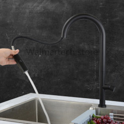 Pull Out Kitchen Tap Brushed Gold Black Sink Mixer Tap 360 degree rotation kitchen mixer taps